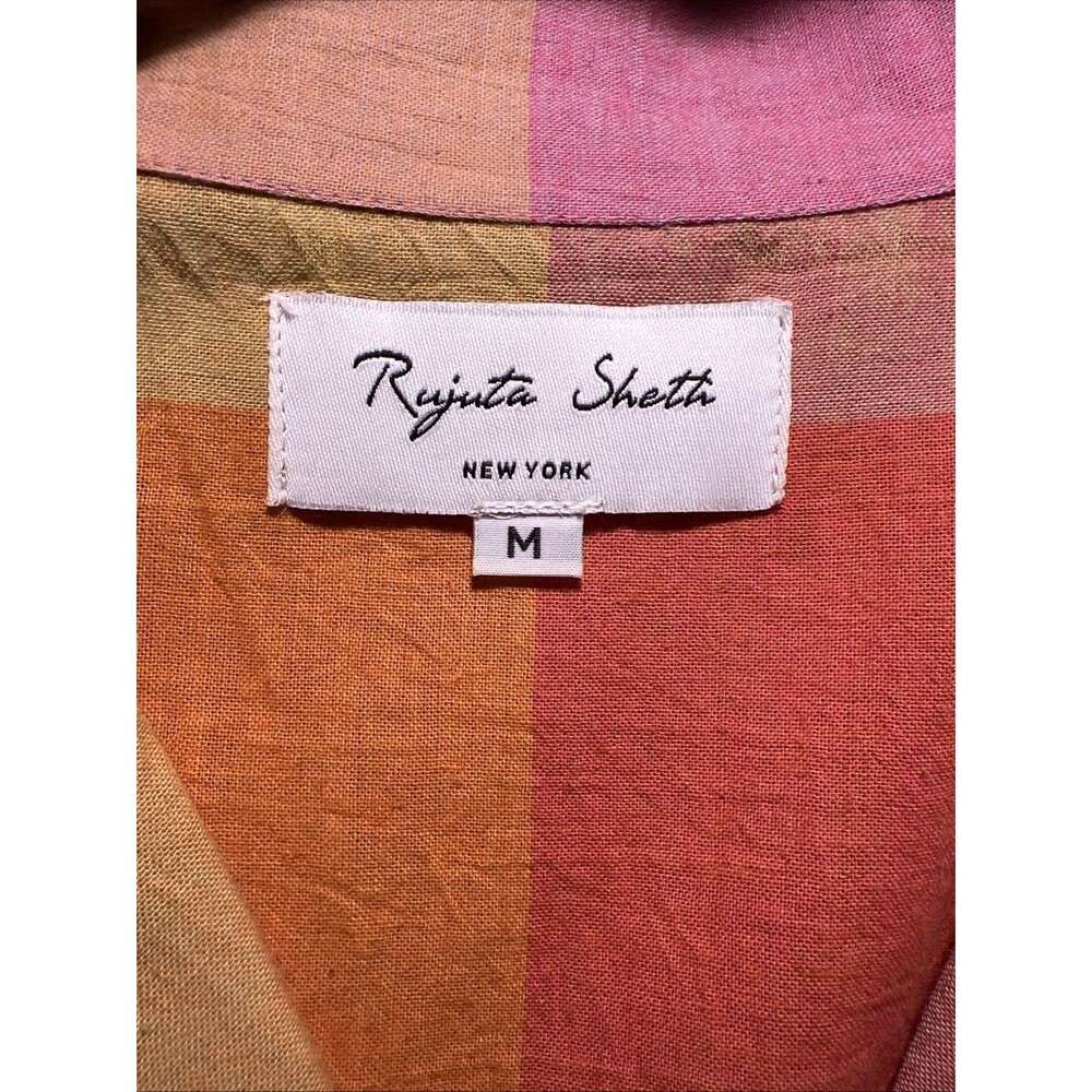 Rujuta Sheth Emily Jupiter Chex Collared Tie Front Dress Madras Cotton M - Picture 12 of 12